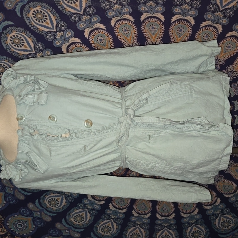 Chic Light Blue green  Button-Up Jacket